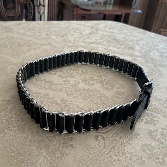 Ralph Lauren Leather and Chain Belt, Black/Silver - Picture 4 of 8